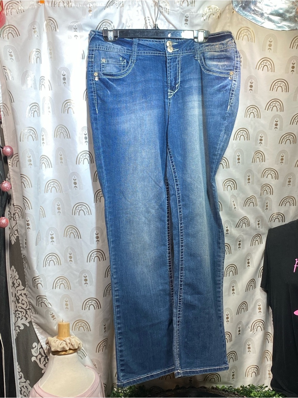 Wallflower Women's Boot Cut Jeans in Blue Wash